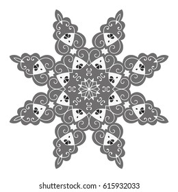 Mandala. Vector Ethnic Oriental Circle Ornament. Monochrome Colors. Shades of Grey