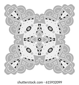 Mandala. Vector Ethnic Oriental Circle Ornament. Monochrome Colors. Shades of Grey