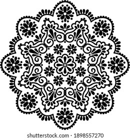 Mandala vector file, transparent background. Flowers print. 
