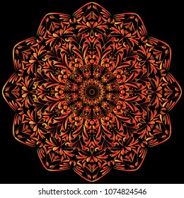 Mandala vector floral design coloring , oriental, wedding. Arabic, Indian. Ornament for silk neck scarf or kerchief square pattern style for print on fabric.