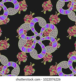 Mandala vector floral flower oriental coloring book page outline template carpet. Seamless pattern with flowers. Gray, neutral and violet colors.