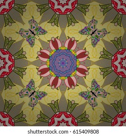 Mandala vector floral flower oriental coloring book page outline template carpet. Seamless pattern with flowers. Background.