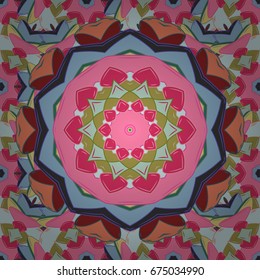 Mandala vector floral flower oriental coloring book page outline template carpet. Seamless pattern with flowers. Background.