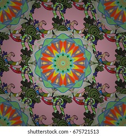 Mandala vector floral flower oriental coloring book page outline template carpet. Seamless pattern with flowers. Background.