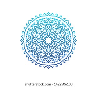 Mandala Vector Flower Blue Icon Etnic