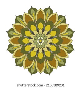 Patrón de encaje ornamental de flores vectoriales de Mandala. Estilo étnico con elementos naturales indios, chinos, árabes, asiáticos, turcos, tribales. Diseño de fondo de círculo geométrico para yoga, meditación, vacaciones