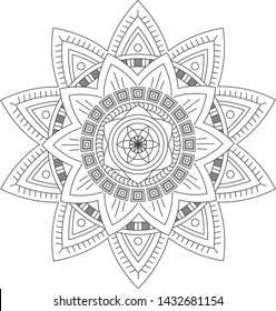 Mandala vector flower. Vintage decorative elements. Oriental pattern, vector illustration. Islam, Arabic, Indian, moroccan,spain, turkish, pakistan, chinese, mystic. Yoga Coloring book page