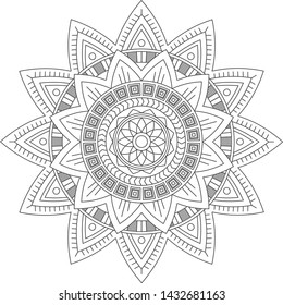Mandala vector flower. Vintage decorative elements. Oriental pattern, vector illustration. Islam, Arabic, Indian, moroccan,spain, turkish, pakistan, chinese, mystic. Yoga Coloring book page