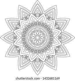 Mandala vector flower. Vintage decorative elements. Oriental pattern, vector illustration. Islam, Arabic, Indian, moroccan,spain, turkish, pakistan, chinese, mystic. Yoga Coloring book page