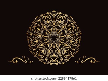mandala vector, gold ornament, border decoration