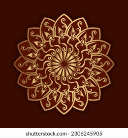 vector mandala, ornamento de oro, decoración de borde