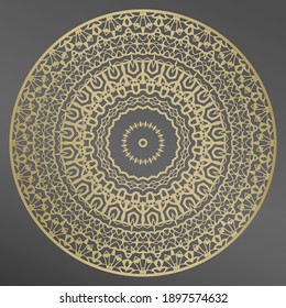 Mandala. Ornamento de oro vectorial para plato decorativo. Decoración casera, decoración interior. Marco.