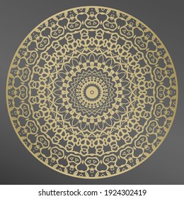 Mandala. Vector gold ornament for decorative plate. Home  decor, interior design.