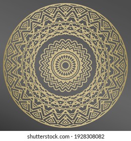 Mandala. Vector gold ornament for decorative plate. Home  decor, interior design. Frame.