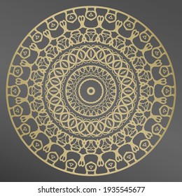 Mandala. Ornamento de oro vectorial para plato decorativo. Decoración casera, decoración interior.