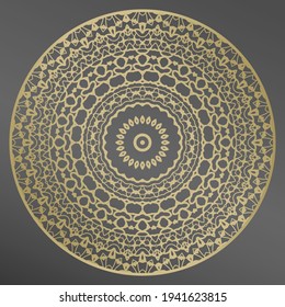 Mandala. Vector gold ornament for decorative plate. Home  decor, interior design. Frame.