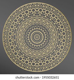 Mandala. Vector gold ornament for decorative plate. Home  decor, interior design. Frame.