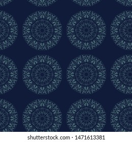 Mandala. Vector graphics. Round hand-drawn ornament. Stylish print. Symbol, emblem, element.
Seamless pattern.
