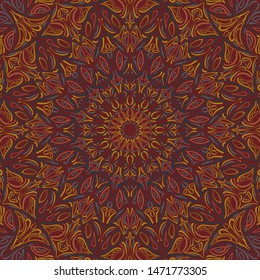 Mandala. Vector graphics. Round hand-drawn ornament. Stylish print. Symbol, emblem, element.
Seamless pattern.