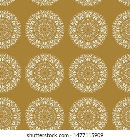 Mandala. Vector graphics. Round hand-drawn ornament. Geometric ornament for textiles.
Stylish print. Symbol, emblem, element.
Seamless pattern.

