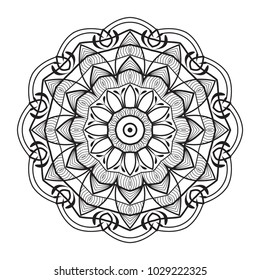 Mandala vector, hand drawn coloring page illustration