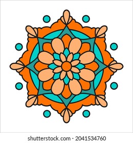 Mandala Vector hand drawn doodle with colorful ornaments. Oriental pattern isolated for background and other creative project.