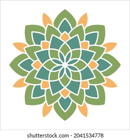 Mandala Vector hand drawn doodle with colorful ornaments. Oriental pattern isolated for background and other creative project.