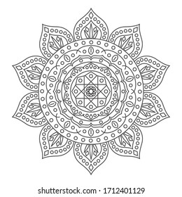 Mandala vector illustration in black and white color isolated on white background. Beautiful circle ethnic ornament 