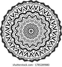Mandala. Ilustración vectorial, blanco y negro. Textura diwali abstracta
