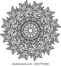 Mandala Vector Illustration In Black And White Design