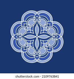 Mandala. Vector illustration. Blue ornamental round doodle flower. Isolated print. Geometric circle element.