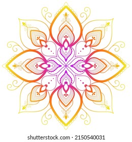 Mandala vector illustration  Colorful gradient mandala white background  Decorative oriental element for print  design  yoga  t  shirt  sticker  tattoo  graphic design