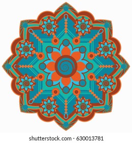 Mandala vector illustration. Colorful ornament, abstract pattern, geometric shapes, decorative elements, floral motif.