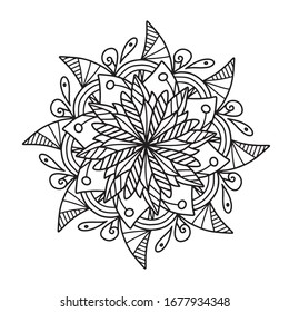Mandala, ilustración vectorial, página del libro de colorear, dibujo abstracto, adorno abstracto, elemento decorativo vintage
