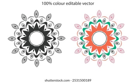 Mandala vetor ilustração diwali arte design em fundo branco. Contorno Mandala para Colorir Página do Livro. Mandala Colorir livro ilustração vetor de arte de linha. Padrão de mandala abstrato vetorial.