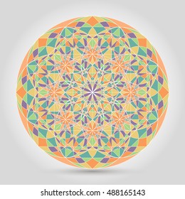 Mandala. Vector illustration EPS10. Beautiful Colored contour mandala. Vintage decorative elements.