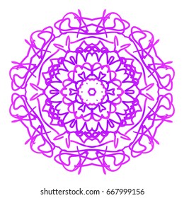 Mandala. Vector illustration. Ethnic Circle Ornament. Purple color. for coloring book, greeting card, invitation, tattoo.