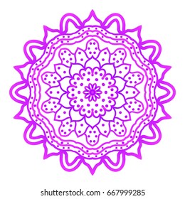Mandala. Vector illustration. Ethnic Circle Ornament. Purple color. for coloring book, greeting card, invitation, tattoo.