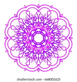 Mandala. Vector illustration. Ethnic Circle Ornament. Purple color. for coloring book, greeting card, invitation, tattoo.