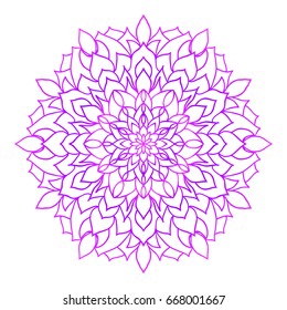 Mandala. Vector illustration. Ethnic Circle Ornament. Purple color. for coloring book, greeting card, invitation, tattoo.