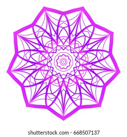 Mandala. Vector illustration. Ethnic Circle Ornament. Purple color. for coloring book, greeting card, invitation, tattoo.