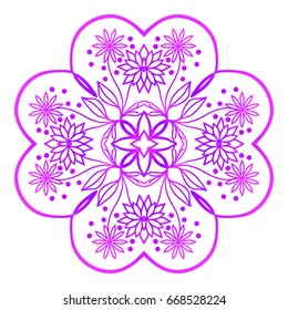 Mandala. Vector illustration. Ethnic Circle Ornament. Purple color. for coloring book, greeting card, invitation, tattoo.