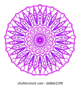 Mandala. Vector illustration. Ethnic Circle Ornament. Purple color. for coloring book, greeting card, invitation, tattoo.