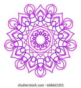 Mandala. Vector illustration. Ethnic Circle Ornament. Purple color. for coloring book, greeting card, invitation, tattoo.