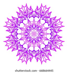 Mandala. Vector illustration. Ethnic Circle Ornament. Purple color. for coloring book, greeting card, invitation, tattoo.