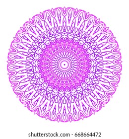 Mandala. Vector illustration. Ethnic Circle Ornament. Purple color. for coloring book, greeting card, invitation, tattoo.