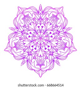 Mandala. Vector illustration. Ethnic Circle Ornament. Purple color. for coloring book, greeting card, invitation, tattoo.
