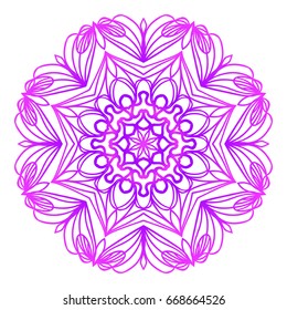 Mandala. Vector illustration. Ethnic Circle Ornament. Purple color. for coloring book, greeting card, invitation, tattoo.