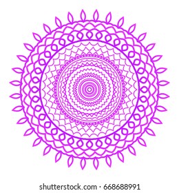 Mandala. Vector illustration. Ethnic Circle Ornament. Purple color. for coloring book, greeting card, invitation, tattoo.
