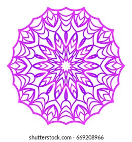 Mandala. Vector illustration. Ethnic Circle Ornament. Purple color. for coloring book, greeting card, invitation, tattoo.